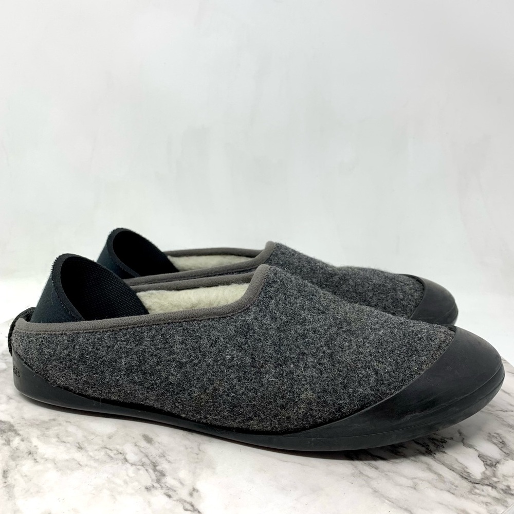 Mahabis Classic Curve Gray/Black Wool Snap Off Removable Sole Slippers 8/39 Warm